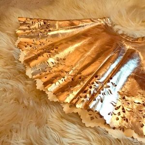 Rose Gold Faux Leather Short Circle Skirt!